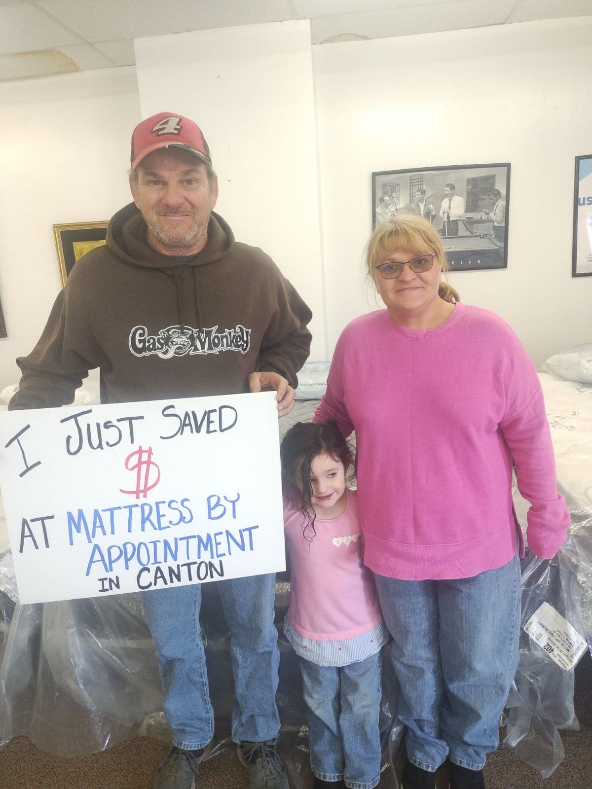 Happy customer with a new mattress from Mattress by Appointment Canton